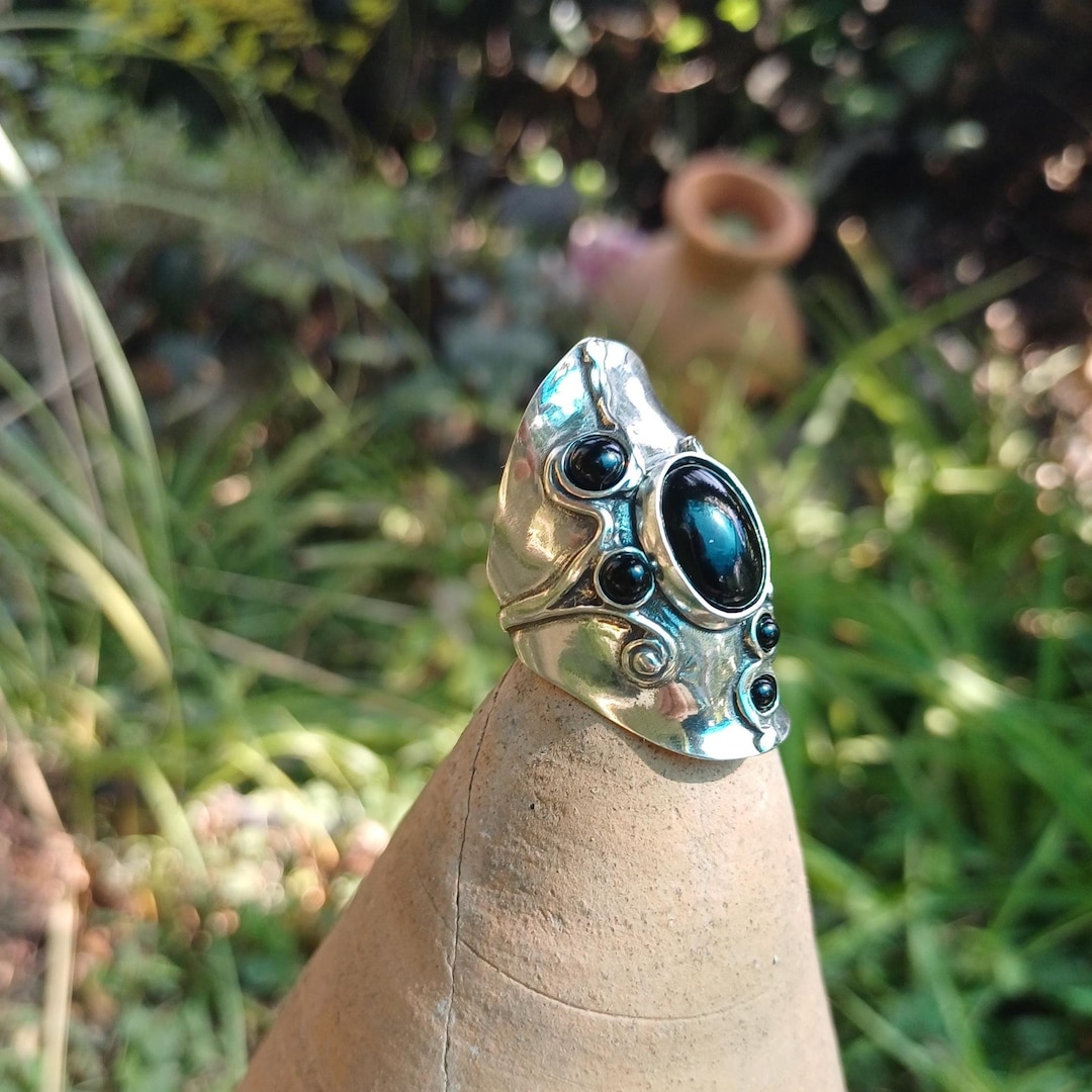 Long Stone Rings Long Silver Ring, Large Stone Ring Unique Bohemian Jewelry for Women - Etsy