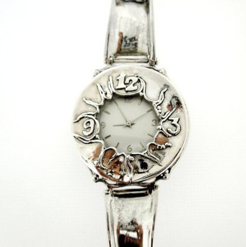 Sterling Silver Zodiac Watch Bracelet Carved Silver Big Round Etsy