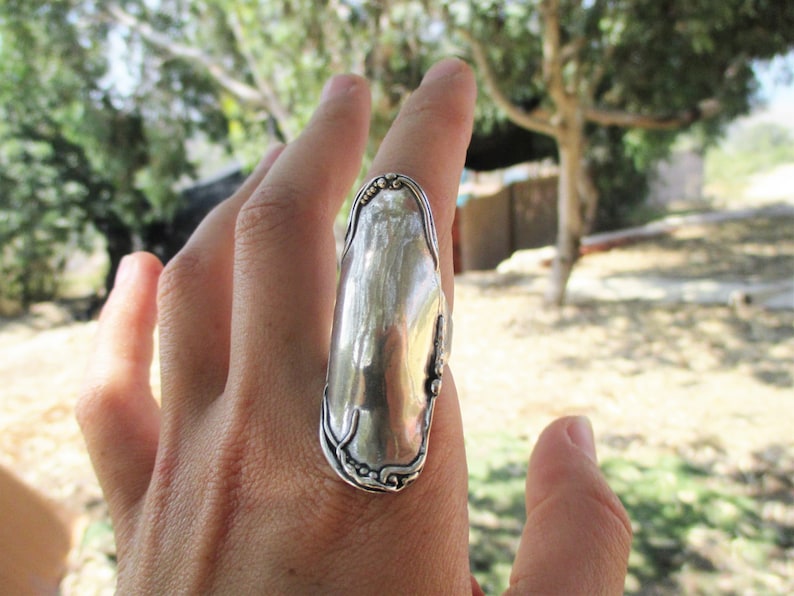 Silver Rings,Silver Statement Ring,Big Silver Ring,Large Silver Rings For Women,Sterling Silver Long Rings,Modern and Clean Style,BOHO Rings