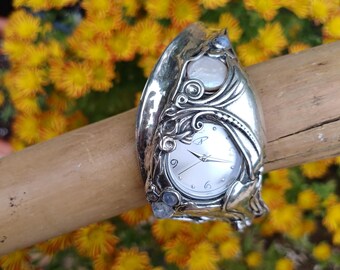 Rare Vintage Silver Abalone Cuff Watch - Etsy