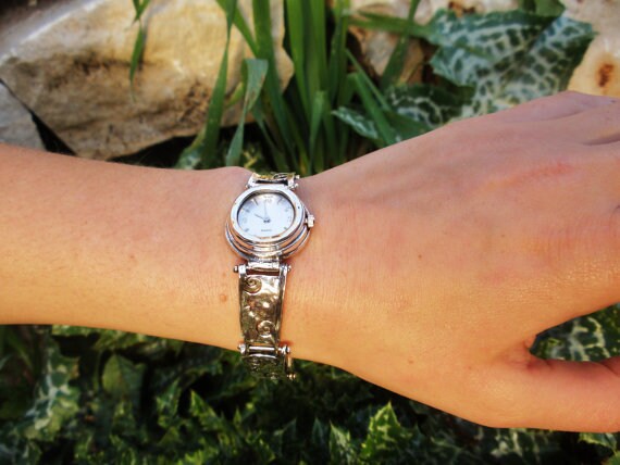 Gegraveerde sterling zilveren tribal horloge armband vrouwen | Etsy België