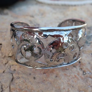 Women&#39;s Silver Wide Cuff Bracelet, 925 Sterling Silver Chunky Cuff, Statement Bracelet, Birthday Gift
