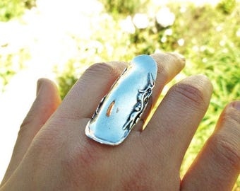 Sterling Silver Full Finger Ring: Handmade Bohemian Statement Jewelry