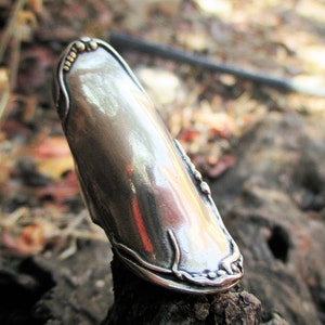 Long BOHO Sterling Silver Full Finger Ring - Statement Jewelry by Porans