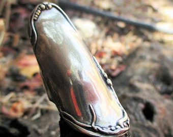 Long BOHO Sterling Silver Full Finger Ring - Statement Jewelry by Porans