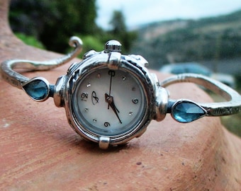 時計 Nadia vintage Indian jewelry Watch Vintage Lapis Inlay Sterling Silver Nadia Quartz Watch