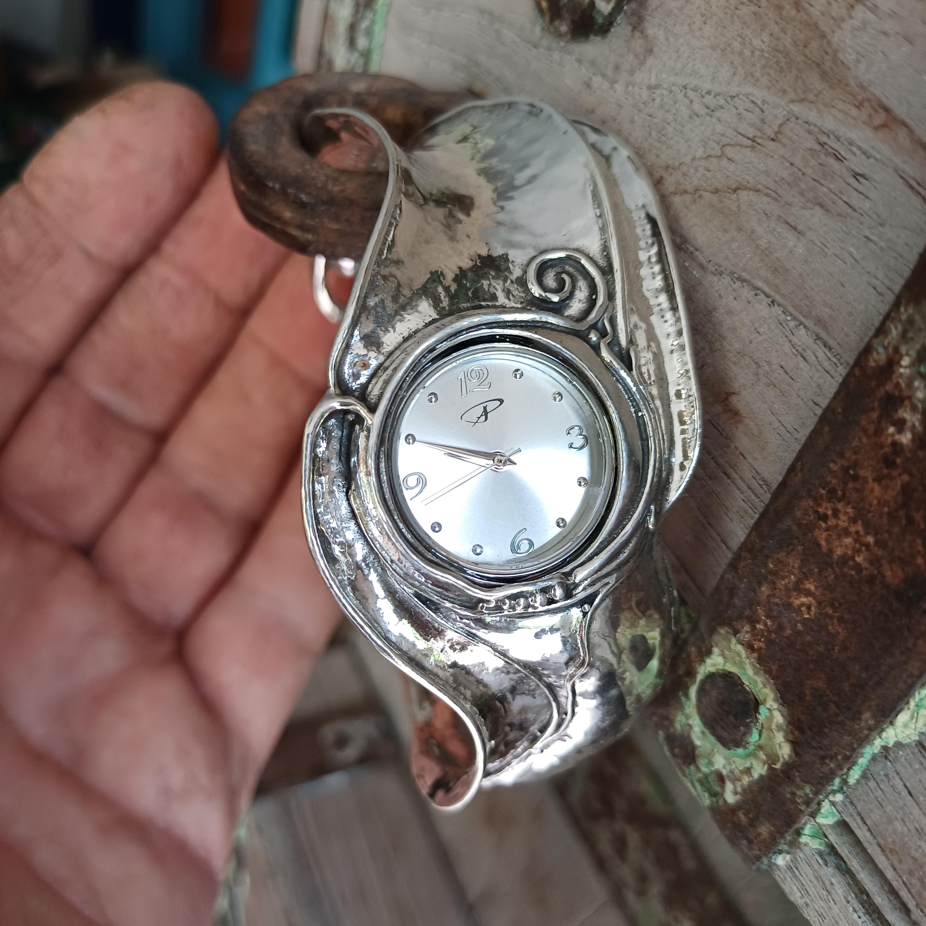 Shablool Sterling Silver 925 Women\'s Watch Hammered Artisan Spiral Working Shablool Silver Watches - Etsy UK main image 2