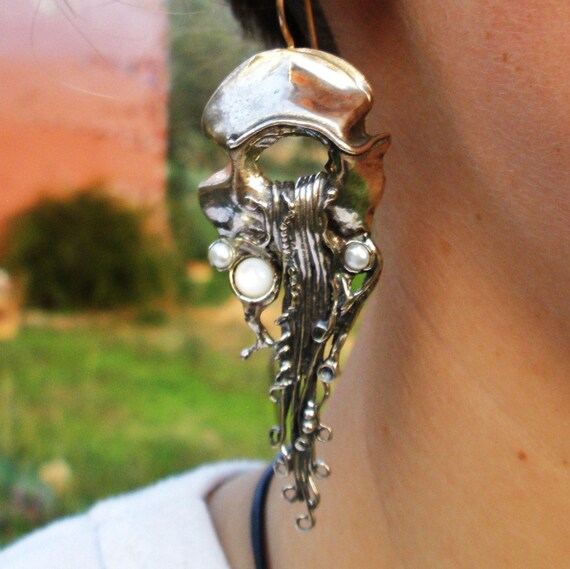 SUMMER SALE Wedding silver vintage pearl bridal earrings | Etsy