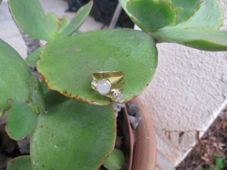 18 Karat Gold Embraced Baroque Era Ring, Natural Moonstone Multi-Stone Ring, Ready to Ship image 5