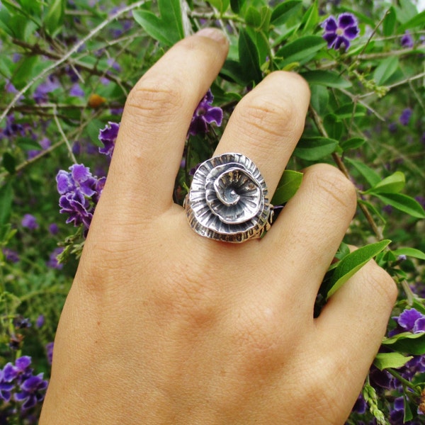 Sterling Silver Spiral Ring: Boho Statement Jewelry
