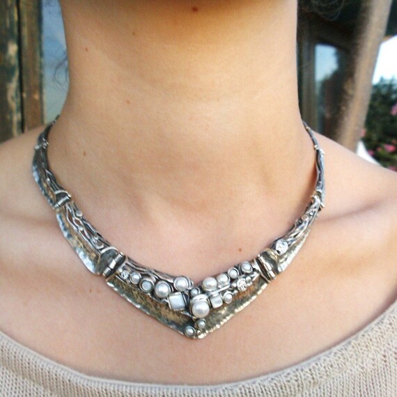 Silver on sale bib necklace