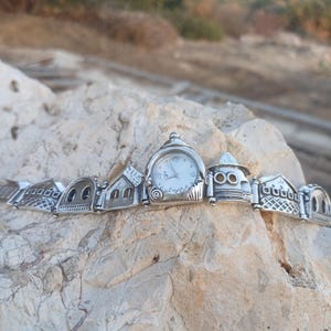 Silver bohemian  artistic watch bracelet  Unique statement  links watch