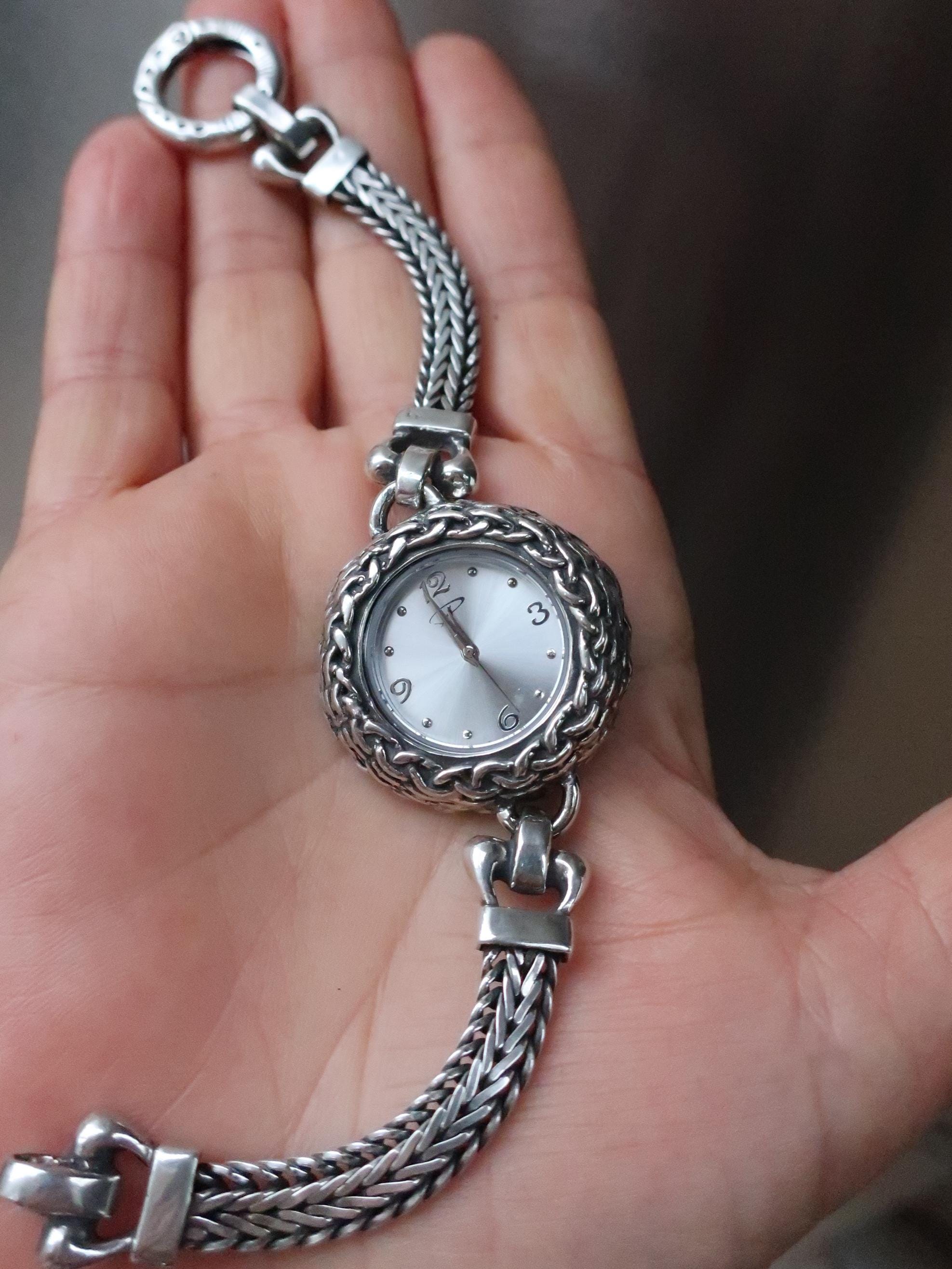 Sterling Silver Bracelet Watch: Handmade Braided Artisan