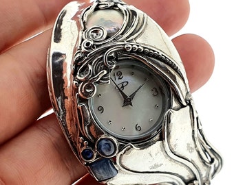 Einzigartige Silber Damen Uhren Design breite Edelstein Manschetten Uhr , Jugendstil Schmuck
