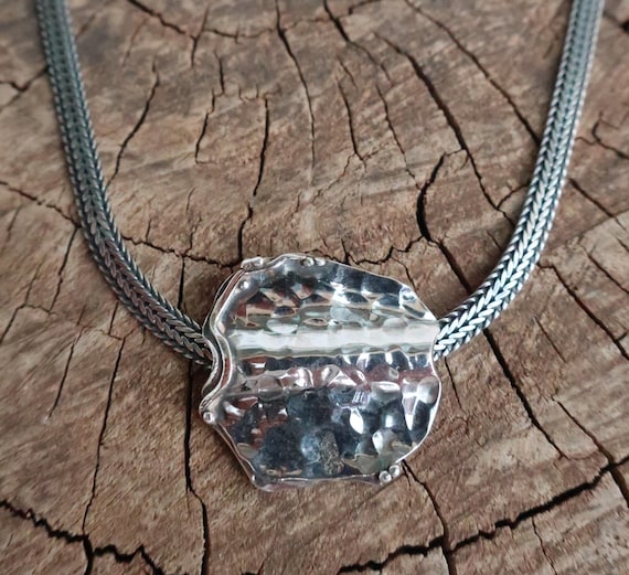 Sterling Silver Choker Necklace With Pendant, Silver Choker Chain
