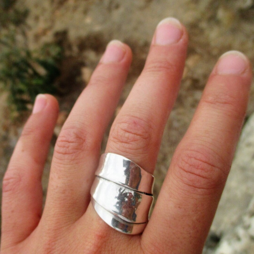 Sterling Silver Wide Band Ring: Unisex Bohemian Statement Jewelry - Etsy
