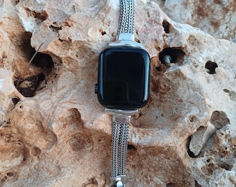 Sterling Silver Braided Watch Band – Luxury Apple Pixel Jewelry Strap