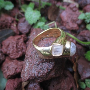 18 Karat Gold Embraced Baroque Era Ring, Natural Moonstone Multi-Stone Ring, Ready to Ship image 4