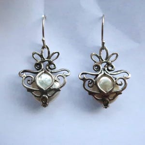 Sterling Silber Perlen Ohrringe Natur-inspirierte Ohrringe, Geschenk für sie Geburtstag