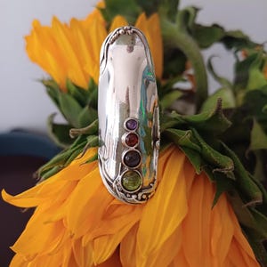 Sterling Silver Gemstone Ring: Artisan Boho Statement Jewelry