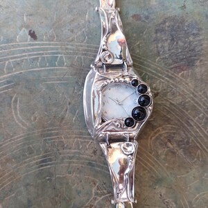 Sterling Silver Moonstone Watch Bracelet: Gaudi Art-Inspired Jewelry image 8