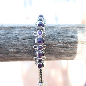 Women's Silver Bracelet with Unique Multi-Garnet Charms