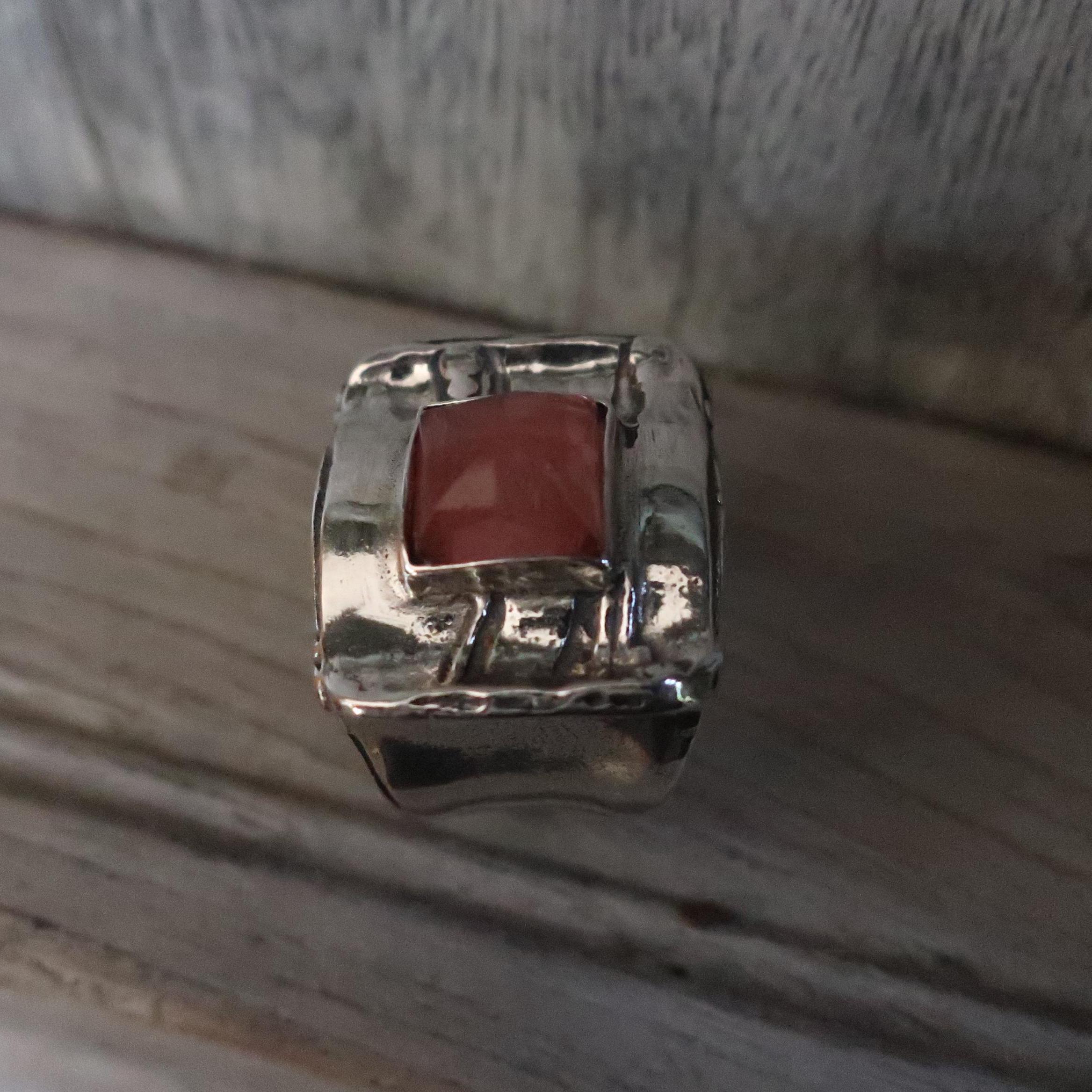 Sterling Silver Blue Stone Ring, Square Gemstone Ring for