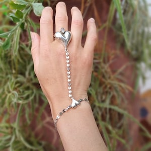 Sterling Silver Gemstone Ring Bracelet: Moonstone Amethyst Chain Jewelry