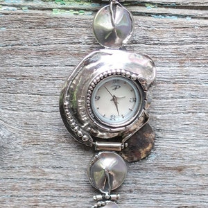 Silver vintage  designer wrist  watch   925 sterling round link  watch for women  Porans jewelry
