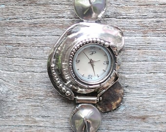 Silver vintage designer armbandsur 925 sterling rundlänk klocka för kvinnor Porans smycken