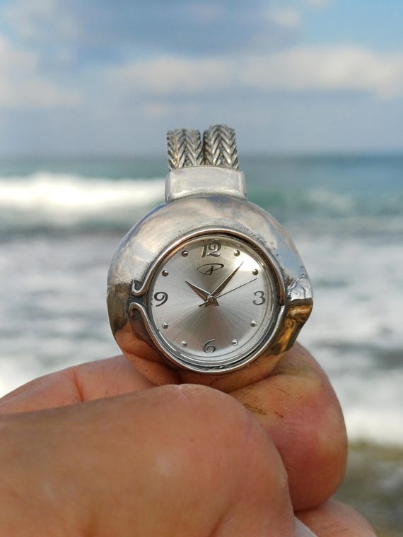 Braided Sterling Silver Chain Watch Bracelet - Artistic  display picture 1