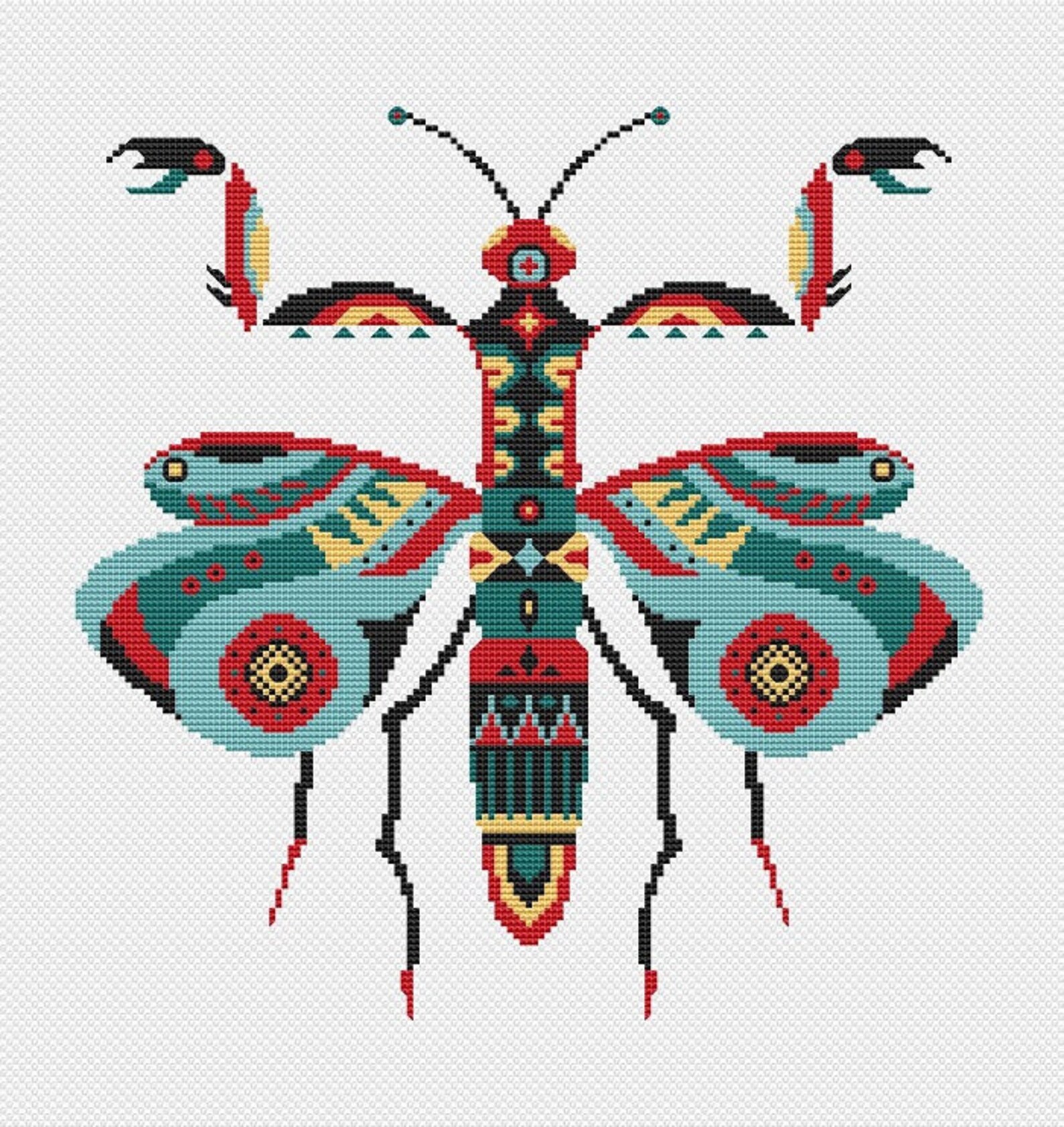 Mantis cross stitch PATTERN insect needlepoint modern Etsy