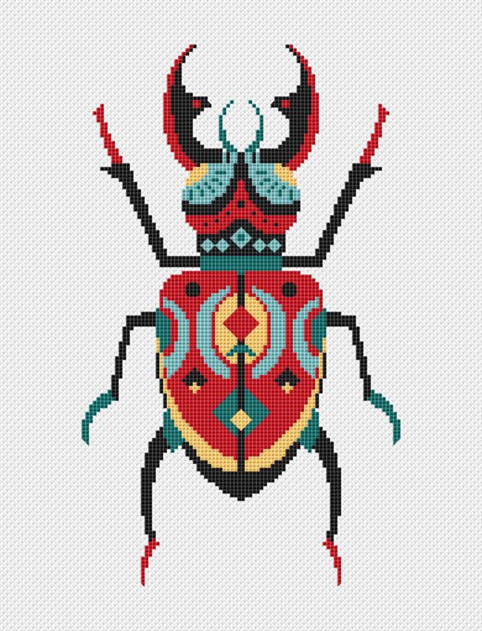 Stag Beetle Cross Stitch PATTERN Insect Needlepoint Modern Etsy