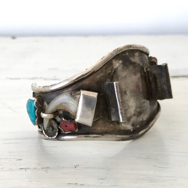 Vintage 1950s Bracelet | Pirate Jewelry | Retro Jewelry | Vintage Sterling Silver ID Bracelet | Skull and Crossbones | Mid Century Jewelry