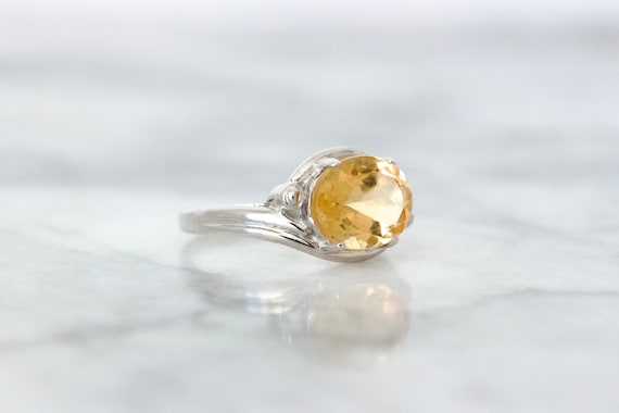 Golden Honey Toned Citrine Cocktail Ring, 10k Whi… - image 7