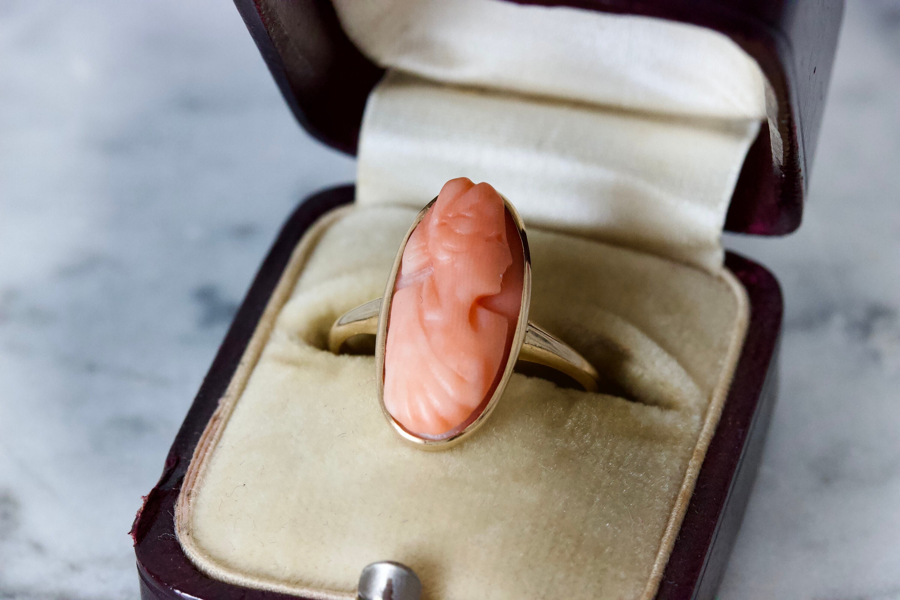 Coral 2024 cameo ring