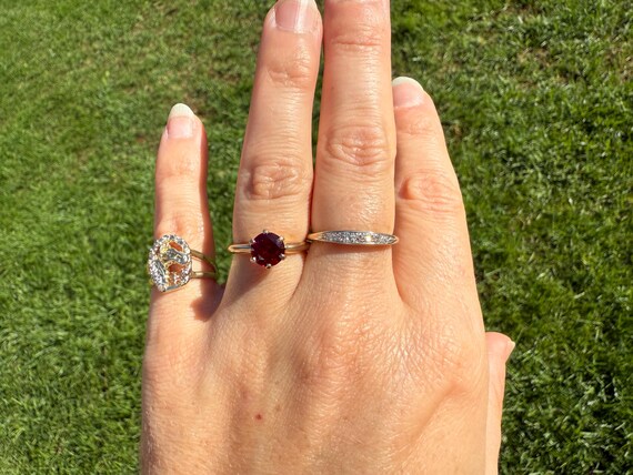 Antique Synthetic Ruby Solitaire Ring in 10k Yell… - image 14