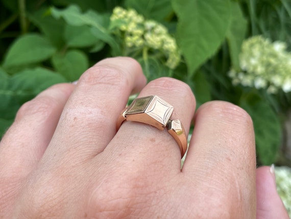 Antique Early 1900s Poison Ring, 14k Rosy Gold, N… - image 10