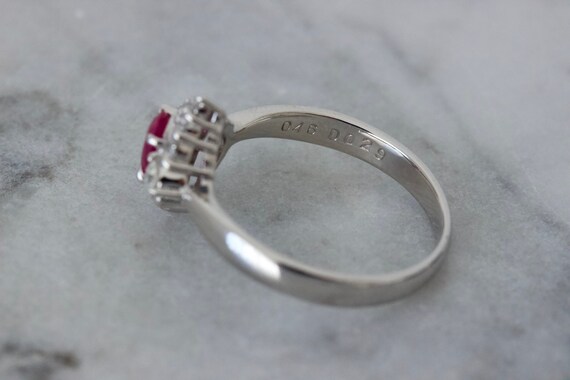 Vibrant Ruby Engagement Ring, Platinum Diamond Ha… - image 6