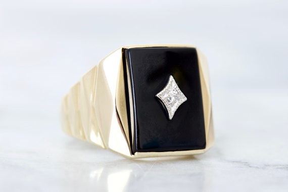 vintage black onyx rings circa 1950 and 1960s