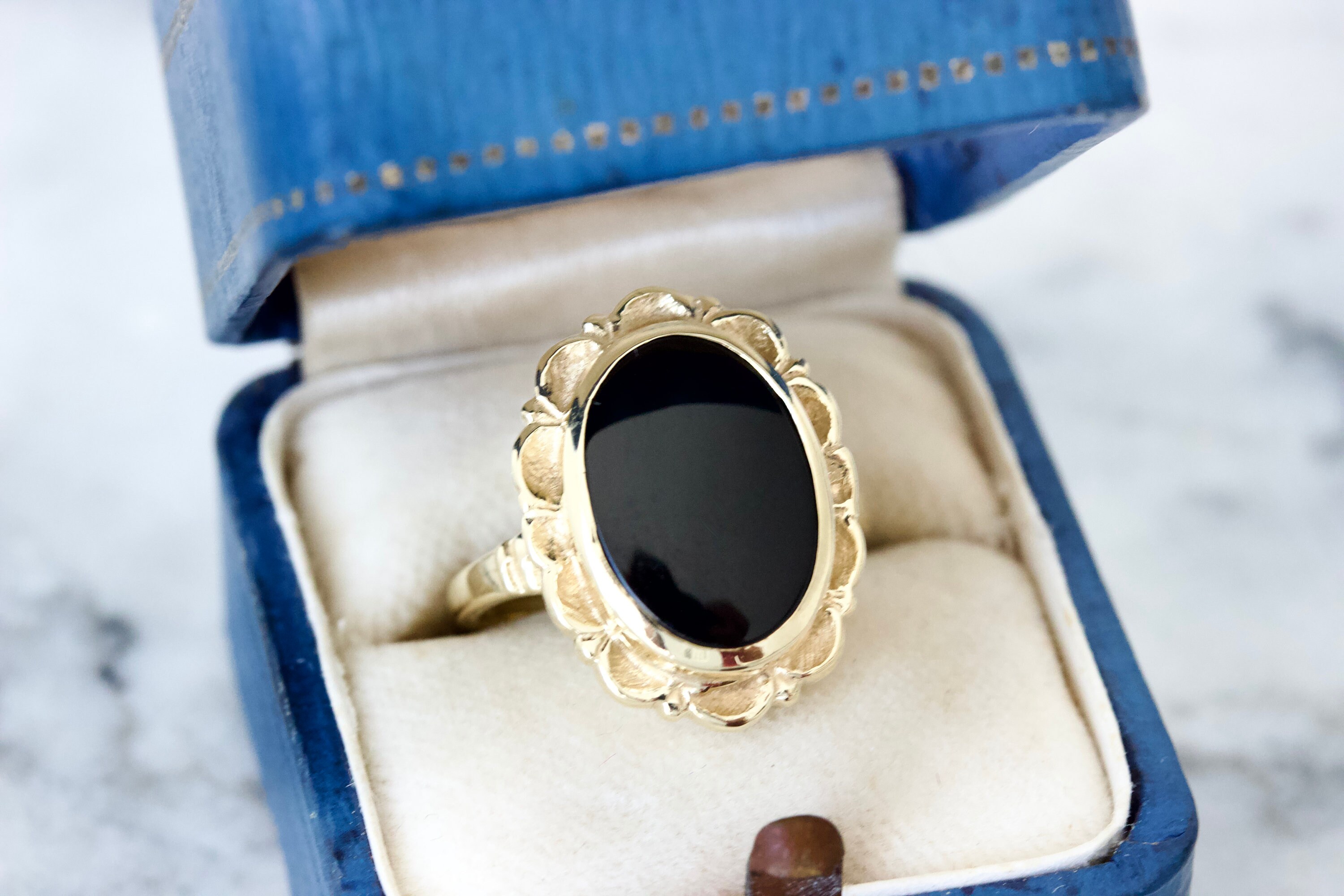 Color Blossom Ring, Yellow Gold, White Gold, Onyx And Diamonds