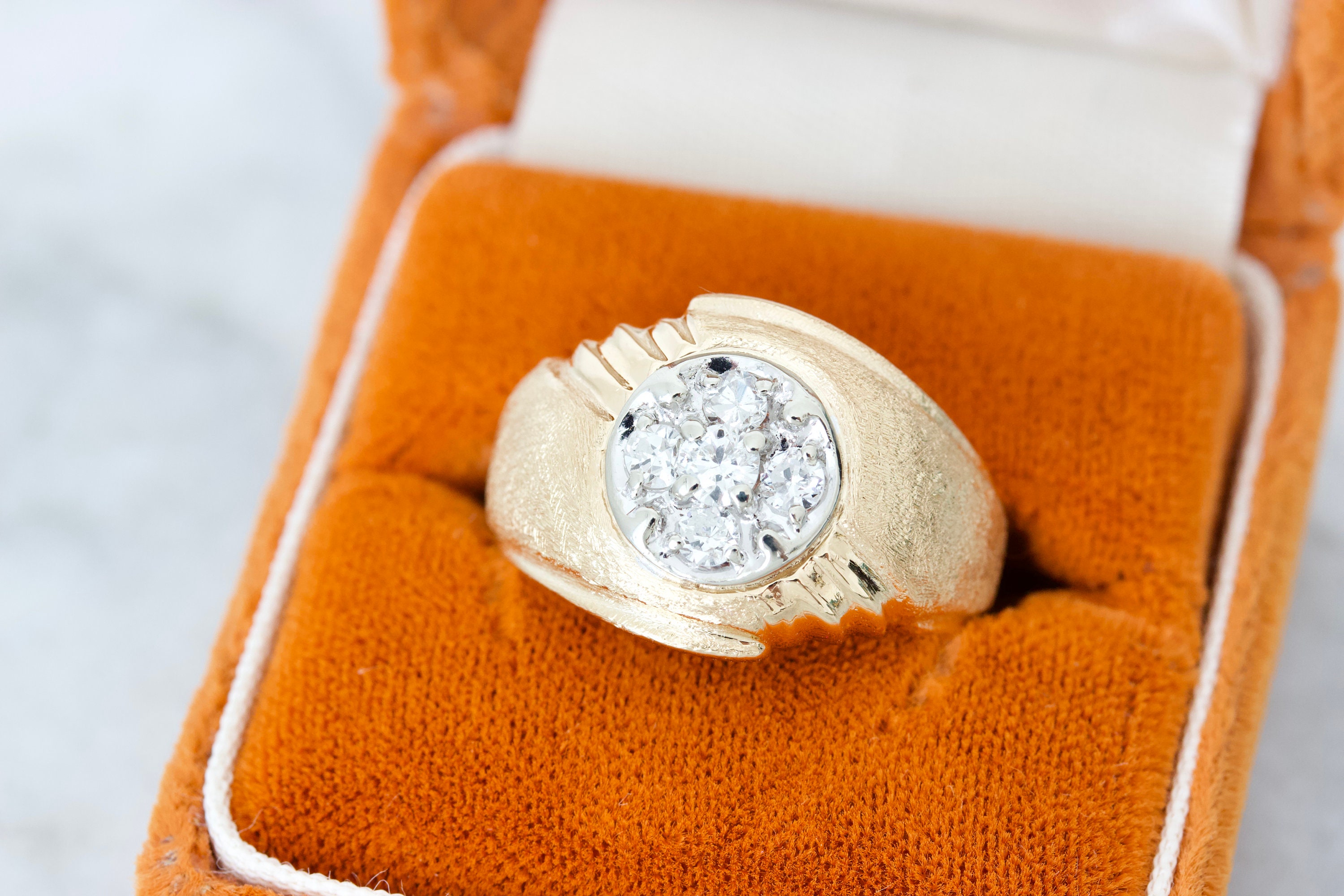 Vintage mens on sale diamond cluster ring
