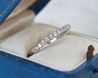 Slender 1/5 CTW Diamond Wedding Ring in 14k White Gold, Size 6.75, Stackable Anniversary Bands, April Birthstone Gifts, Dainty Diamond Band