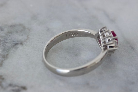 Vibrant Ruby Engagement Ring, Platinum Diamond Ha… - image 7