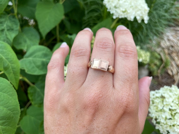 Antique Early 1900s Poison Ring, 14k Rosy Gold, N… - image 9