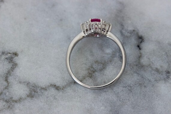 Vibrant Ruby Engagement Ring, Platinum Diamond Ha… - image 5