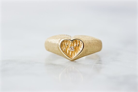Cute Vintage Diamond Heart Cocktail Ring, 14k Yell