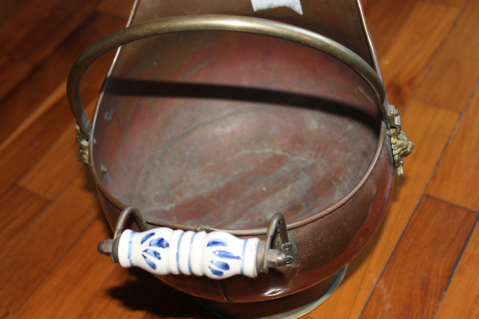 Vintage antique copper coal ash bucket delft handle porcelain Etsy