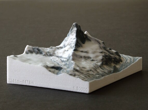 Matterhorn 3d Map 5 Full Color Gypsum 3d Print Etsy