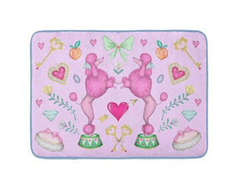 Poodle Parlour in Pretty Pink Luxury Handmade Bath Mat
